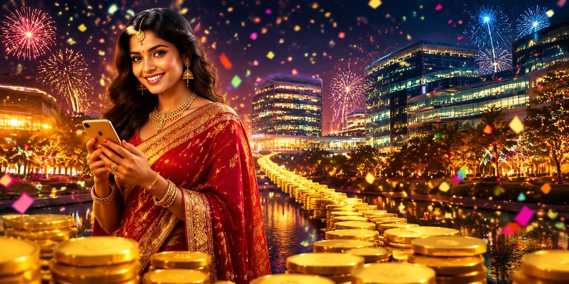 Indian woman happily registering on mobile betting site